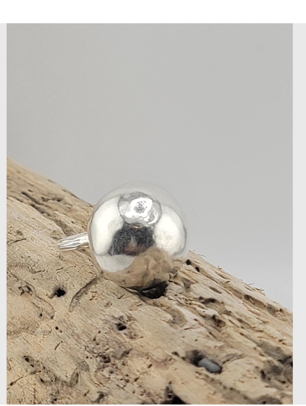 Sterling Silver Dome Ring - Polished Silver Statement Ring Size 8